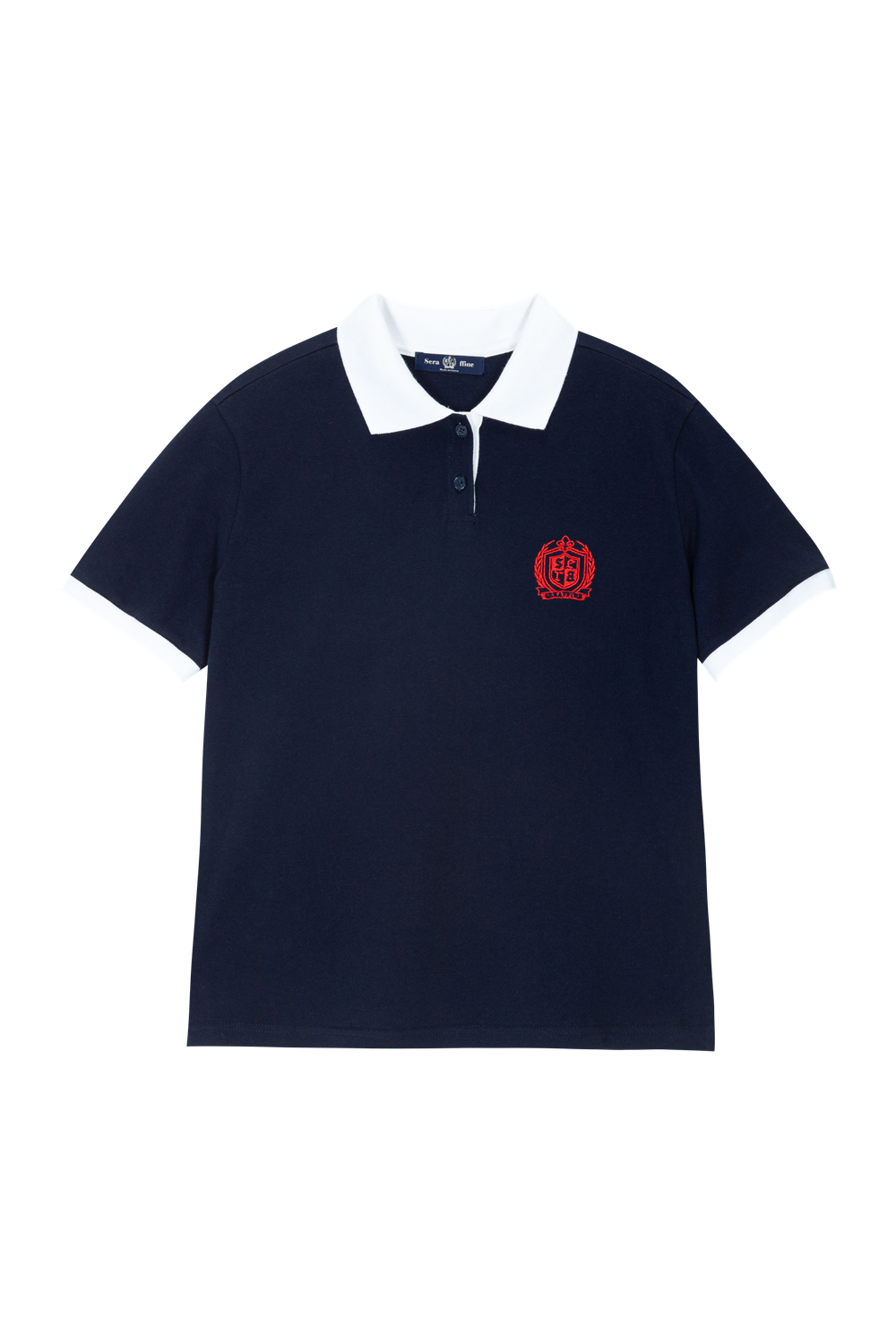 Sera Badge Embroidery Classic Polo Tee_Navy
