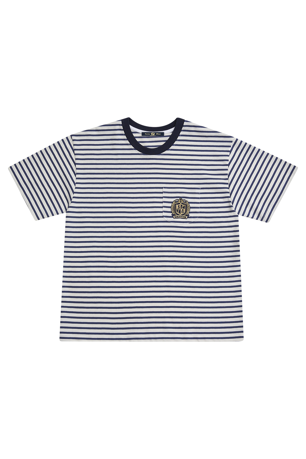 EMBROIDERED STRIPED TEE_NAVY