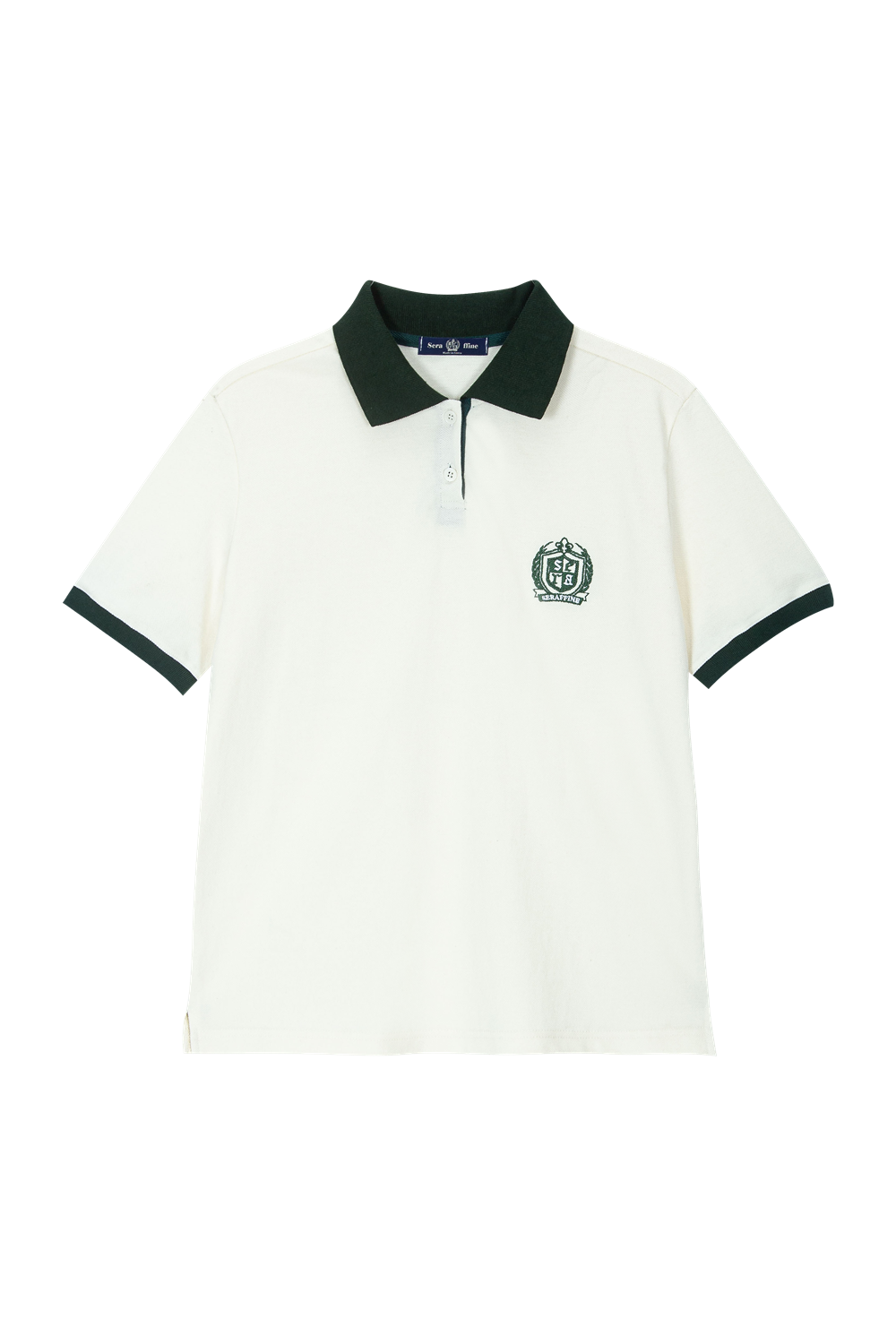 Sera Badge Embroidery Classic Polo Tee_Ivory