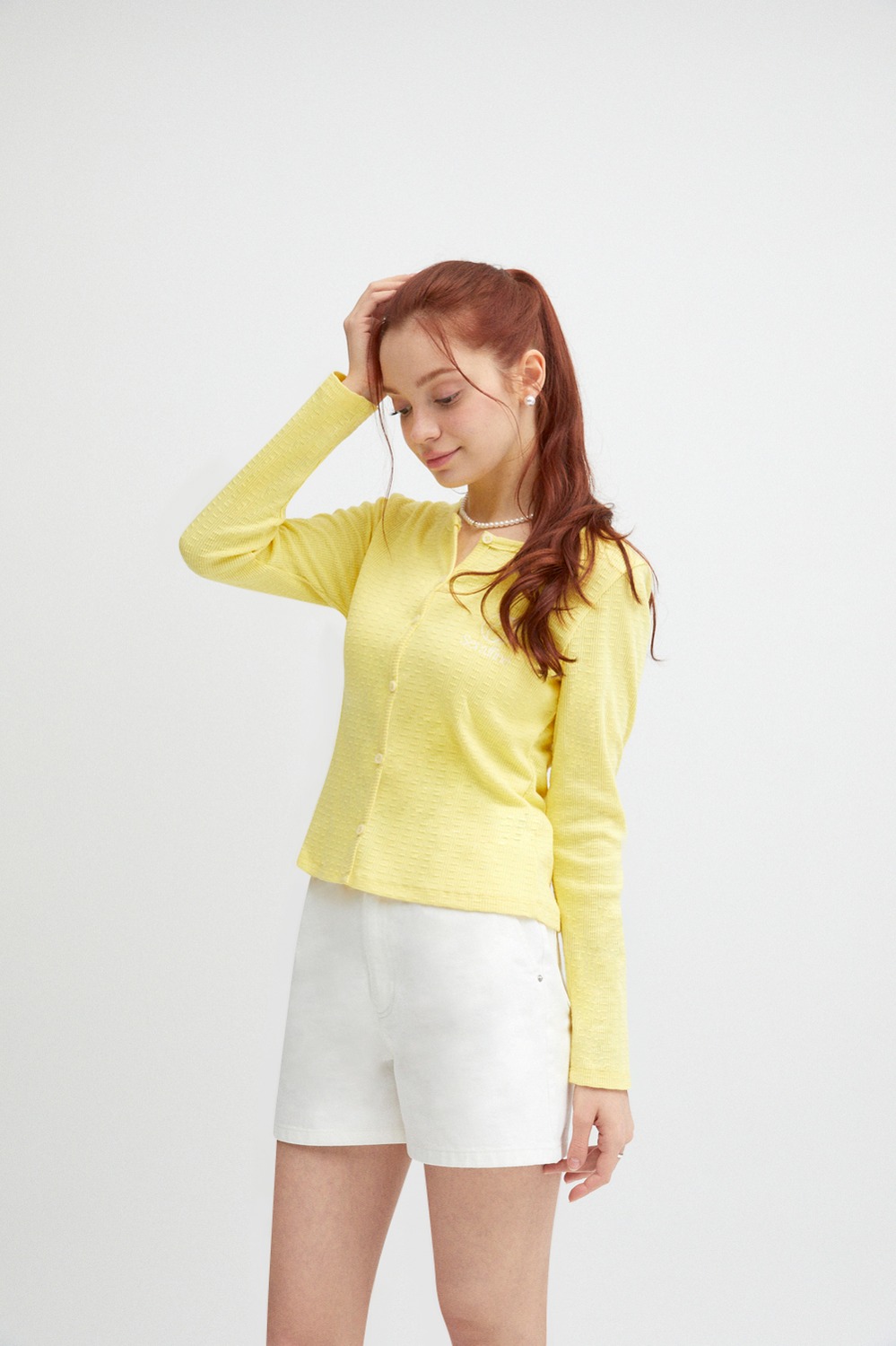 FLOWER EMBROIDERY CARDIGAN_YELLOW