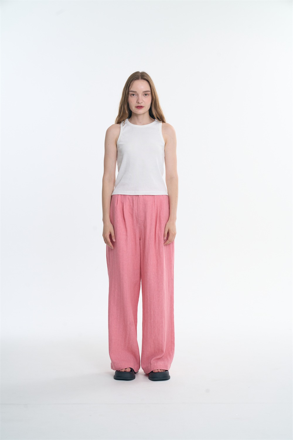 Linen Wide Pants_Pink