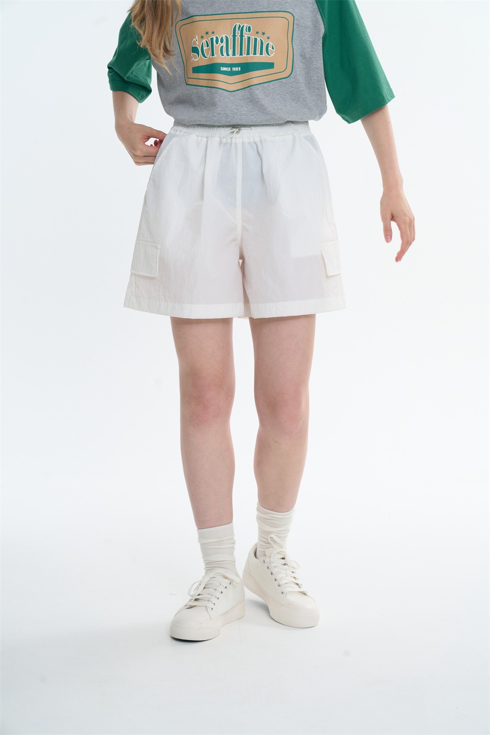 Nylon Banding Cargo  Shorts_White